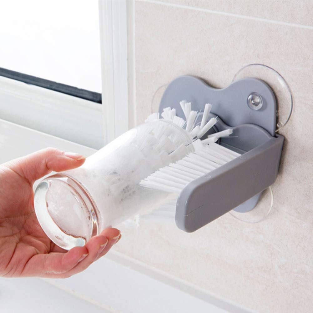 Revolutionary 2-in-1 Suction Cup Bottle Brush – Effortless Cleaning for All Your Glassware!