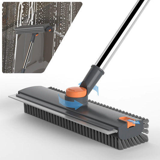 Transform Your Cleaning Routine with the GLUMZRK 3-In-1 Floor Scrub Brush: Long Handle, Adjustable Silicone Squeegee & Stiff Bristle for Effortless Deep Cleaning!